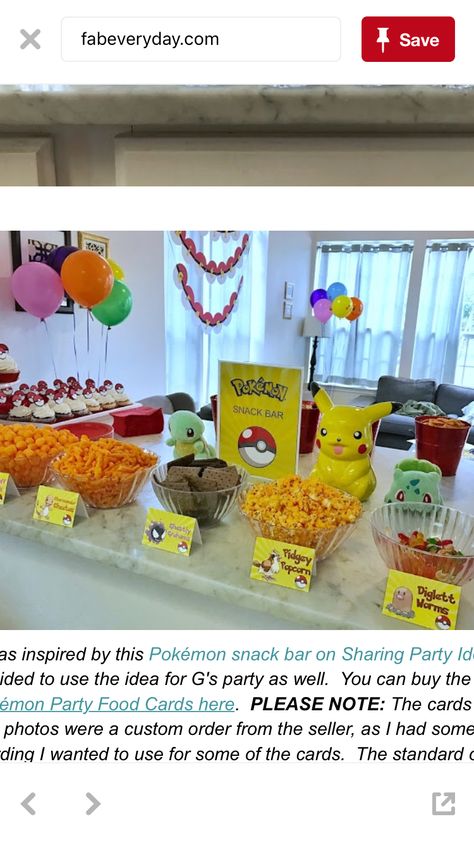 Pokemon Snack Bar, Pokemon Snacks, Pokemon Food, Pokemon Birthday Party, Pokemon Party, Pokemon Birthday, Birthday Themes, Food Shows, 9th Birthday