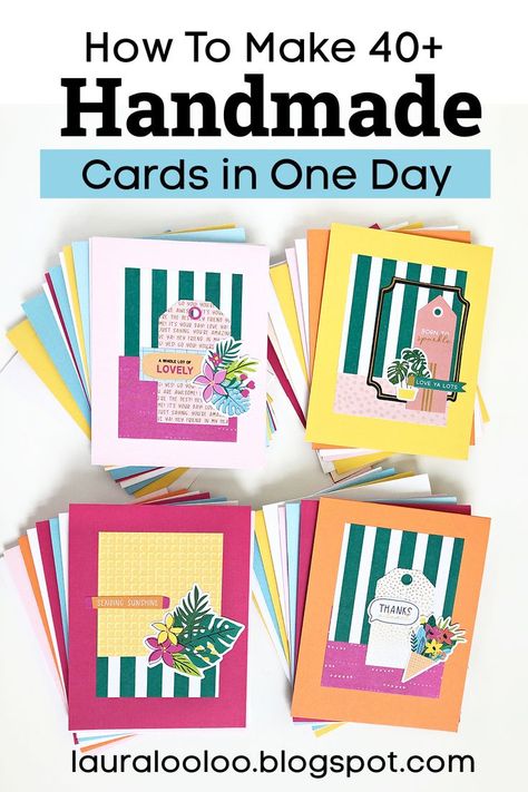 Handmade Card Tutorials Cardmaking, Mass Produced Handmade Cards, Simple Thank You Cards Diy, Home Made Cards Ideas Simple, Diy Card Kits, A6 Cards Ideas, Simple Card Design Handmade, Easy Handmade Cards Ideas Simple, Card Stamping Ideas