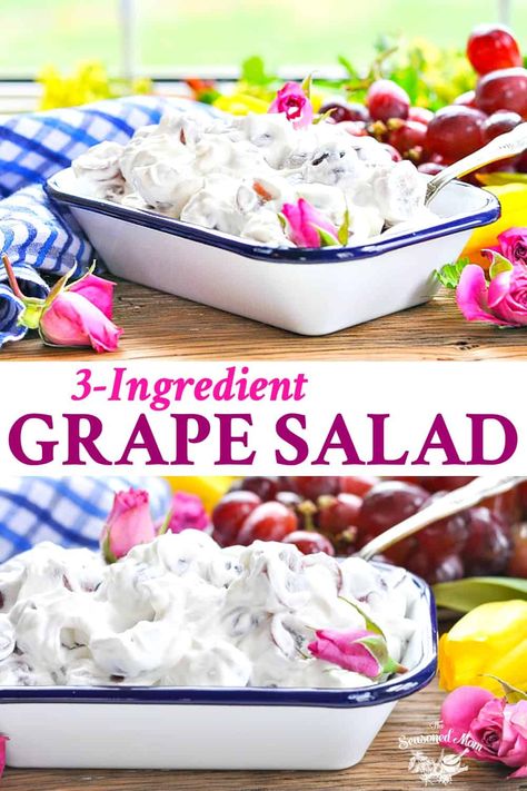 This healthy and fresh 3-Ingredient Grape Salad is the perfect side dish for potlucks, picnics, and cookouts -- ready in 5 minutes! Fruit Salad | Salad Recipes | Healthy Recipes Food For Friendsgiving, Dishes For Potluck, Grape Salad Recipe, Prepare For Summer, Potluck Side Dishes, Friendsgiving Food, Finger Food Recipes, Grape Recipes, The Seasoned Mom