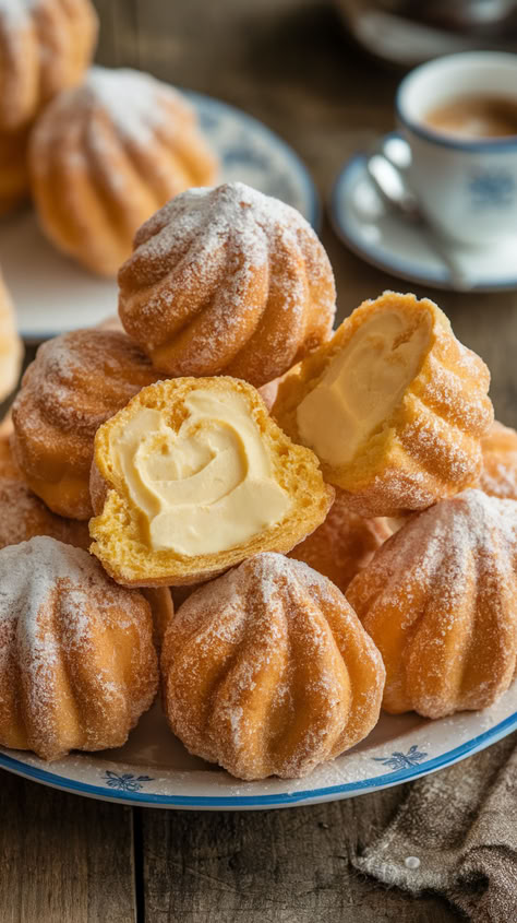 🍩 Dive into the world of desserts with Benedetta's easy recipe for Bomboloni alla Crema! These delicious filled donuts are perfect for exploring global treats, from Italian cakes to baked donuts. Whether you’re craving custard-filled delights or Mexican-inspired desserts, this doughnut recipe is a must-try for food lovers everywhere. Columbian Pastries, Salty Baking Recipes, European Baked Goods, Italian Sweet Bread, Easy Desserts From Around The World, Classic Italian Desserts, Italian Inspired Desserts, Italian Baked Goods, British Deserts