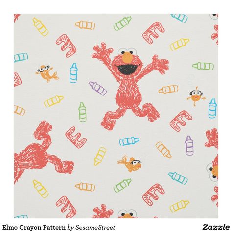 Elmo Crayon Pattern Fabric Elmo Decorations, Daycare Decor, Sesame Street Birthday Party, Elmo Birthday, Mens Birthday Party, Sesame Street Birthday, Birthday Images, Pattern Fabric, Eco Friendly Fabric