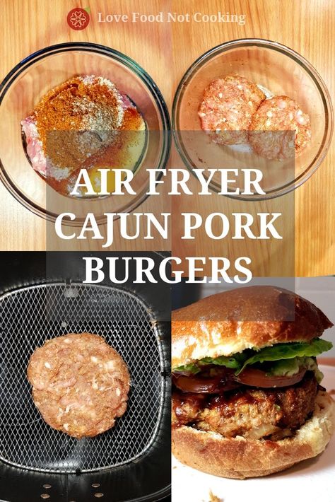 Air Fryer Pork Burgers, Pork Burgers In Air Fryer, Pork Burgers Recipes, Cajun Pork, Air Fryer Recipes Healthy Low Carb, Asiago Chicken, Air Fryer Pork, Baking List, Cooks Air Fryer