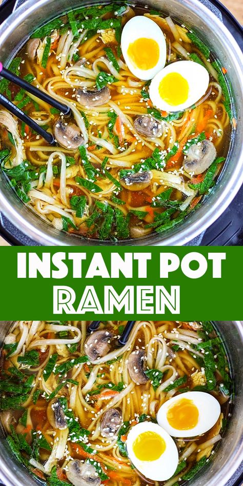 Ramen Instant Pot Recipes, Pressure Cooker Ramen, Instant Pot Ramen, Instapot Recipes Chicken, Instant Pot Pasta Recipe, Homemade Chicken Stock, Shredded Carrots, Ramen Soup, Instant Pot Soup Recipes