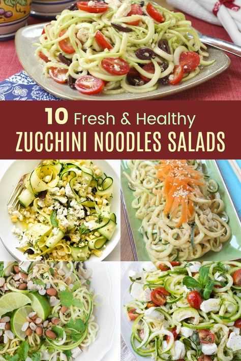 Zoodle Pasta Salad, Meals For Hot Days, Zoodle Salad, Noodle Salads, Zucchini Noodles Salad, Lighter Recipes, Vegetable Salads, Spreads Recipes, Zucchini Noodle