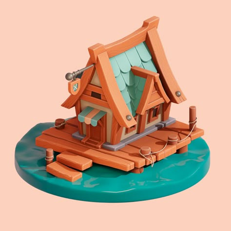 Low Poly Blender Ideas, 3d Assets Game, House Isometric, Stylized House, Stylized Environment, Diy Mod Podge, 3d Art Projects, 3d Modeling Tutorial, Farm Games