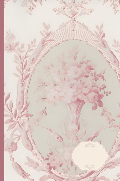 Coquette Notebook, Medallion Wallpaper, Pink Victorian, Toile Wallpaper, Notebook Cover Design, Victorian Wallpaper, Book Cover Template, Baby Icon, Go Wallpaper