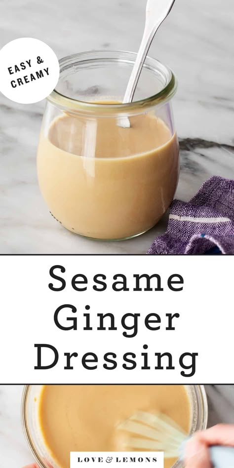 Ginger Dressing Recipe, Ginger Salad Dressings, Sesame Ginger Dressing, Sesame Dressing, Salad Dressing Recipes Homemade, Sesame Ginger, Vegan Style, Ginger Dressing, Ginger Sauce