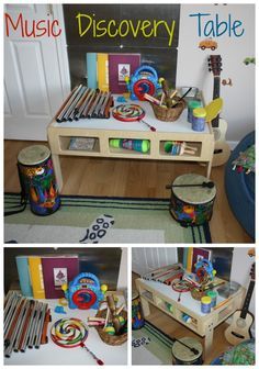 Music Dramatic Play, Music Dramatic Play Preschool, Discovery Table, Learning Centers Preschool, Homemade Instruments, Preschool Centers, Classroom Centers, Preschool Music, Music Center