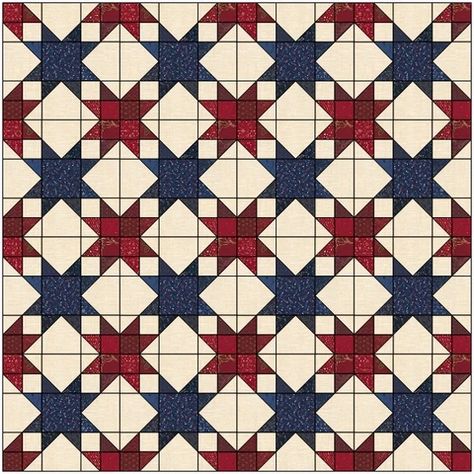 Free Ohio Star Variation Quilt Block called Star Pattern – fabric-406 Stars And Bars Quilt Pattern, Ohio Star Quilt Pattern Free, Ohio Star Quilts, Quilt Of Valor Patterns Free, Patriotic Quilts Patterns Free, Ohio Star Quilt Pattern, Qov Quilts, Ohio Star Quilt Block, Flag Quilts