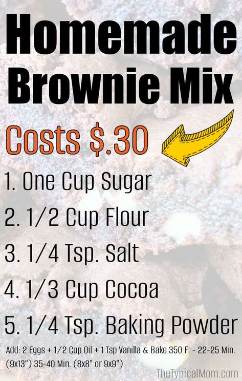 Best Brownie Mix, Air Fryer Brownies, Homemade Brownie Mix, Brownie Mix Recipes, Homemade Dry Mixes, Homemade Brownie, Brownies Recipe Homemade, Homemade Pantry, Dry Mixes