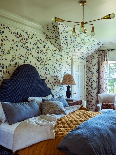 Heidi Callier Design Bedroom, Heidi Caillier Wallpaper, Heidi Caillier Bed, Anthropologie Home Bedroom Bedding Duvet Covers, Nickey Kehoe Bedroom, Rh Sofa, Farrow & Ball, Hand Painted Dressers, French Armoire