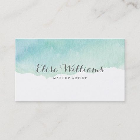 Turquoise Watercolor Business Card  Zazzle Apple Back To School, Watercolor Business, Turquoise Watercolor, Small Business Design, Watercolor Business Cards, Makeup Artist Business Cards, Referral Cards, Business Card Design Creative, Elegant Watercolor