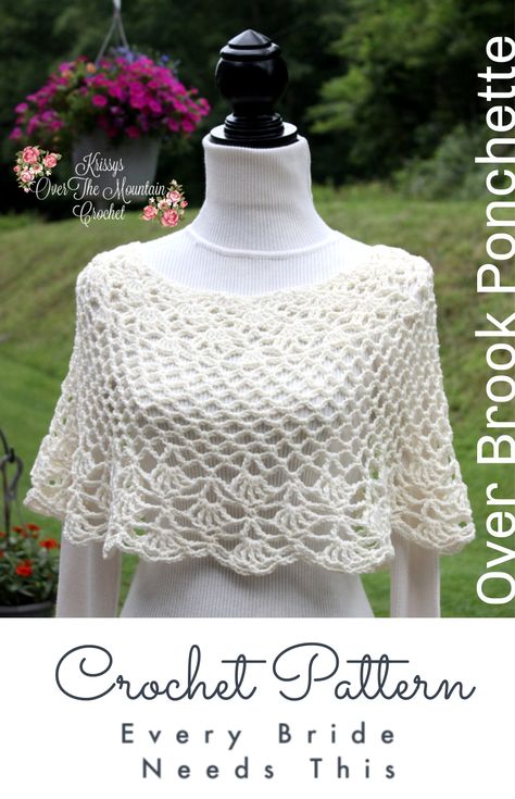 Crochet Capelet Pattern, Mountain Crochet, Crochet Caplet, Poncho Crochet Pattern, Capelet Pattern, Crochet Wraps, Wedding Capelet, Crochet Capelet, Lace Poncho