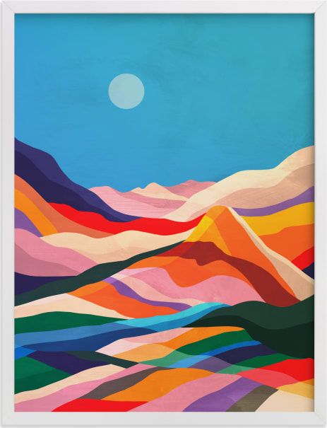 Kids Art Print, Art Mountains, Kids Canvas Art, Wall Art For Kids, Mountain Art Print, Wall Art Landscape, Kids Wall Decor, Kids Wall Art, Rainbow Art