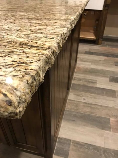 Live Edge Granite Countertop, Chiseled Edge Granite Countertops, Metor Shower, Modern Kitchen Countertops, Granite Edges, Downstairs Bar, Cabin Kitchen, Granite Countertop, Countertops Kitchen