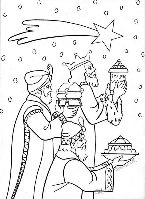 Three Magi, Nativity Coloring Pages, The Three Wise Men, Santa Klaus, Sunday School Coloring Pages, Christmas Coloring Sheets, Star Coloring Pages, Bible Coloring Pages, Church Crafts