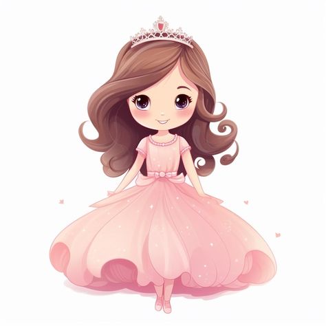 Princesa de dibujos animados con vestido... | Premium Photo #Freepik #photo #dibujos-animados #rosa #vestido #princesa Barbie Cartoon Images, Birthday Kawaii Drawings, Princess Dress Pink, Barbie Kids, Barbie Cartoon, Birthday Cake Topper Printable, Cute Cartoon Images, Cartoon Wall, Cute Princess