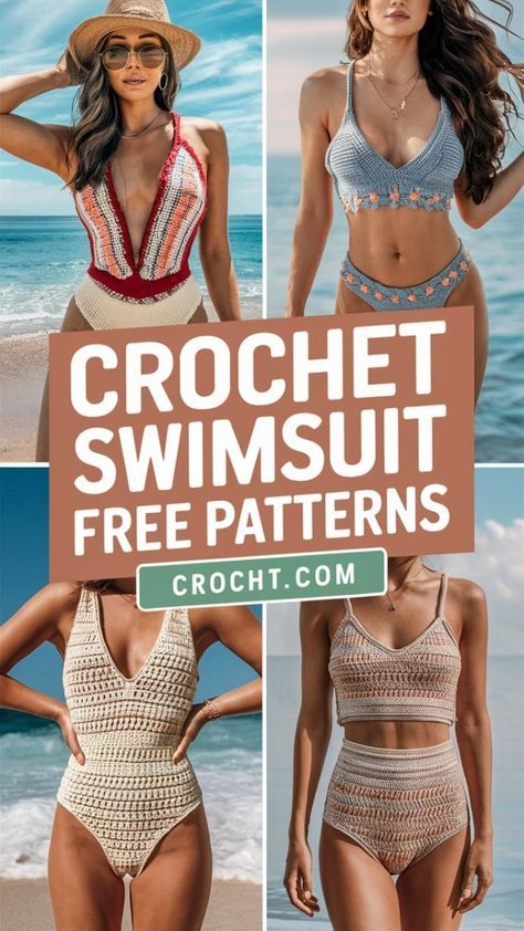 Crochet Swimsuit Pattern Free, Crochet Bathing Suit Pattern, Swimsuit Patterns, Crochet Swimsuits Pattern, Crochet Swimwear Pattern, Crochet Tankini, Crochet Monokini, Crochet Beach Wear, Diy Swimsuit