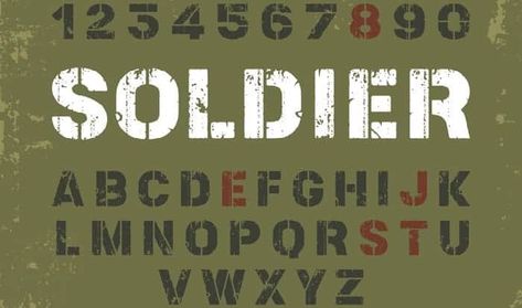 What Font Does the Military Use? - Most Common Fonts Army Design Graphics, Ww1 Poster, Army Font, Bubble Alphabet, Digital Lavender, Alphabet Letter Templates, Army Dog Tag, Army Party, Military Poster