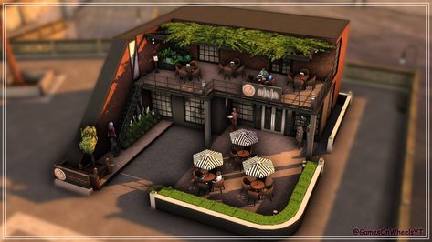 Windenburg RESTAURANT | Patreon Restaurant Designs, The Sims 4 Restaurant Ideas, Restaurant In Sims 4, Sims 4 Cc Restaurant Lot, Sims 4 Brindleton Bay Restaurant, Sims 4 Windenburg Restaurant, Sims 4 Restaurant, Bistro Restaurant, Small Restaurant