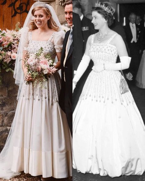 👑 Royal families of Europe  👑 on Instagram: “Do you like it 😍 . For her wedding dress, HRH, Princess Beatrice of York decided to wear a vintage dress by Norman Hartnell, belonging to…” Queen Elizabeth Wedding, Princess Beatrice Wedding, Royal Bride, Royal Wedding Gowns, Royal Wedding Dress, Elisabeth Ii, Royal Brides, Sarah Ferguson, Princess Beatrice