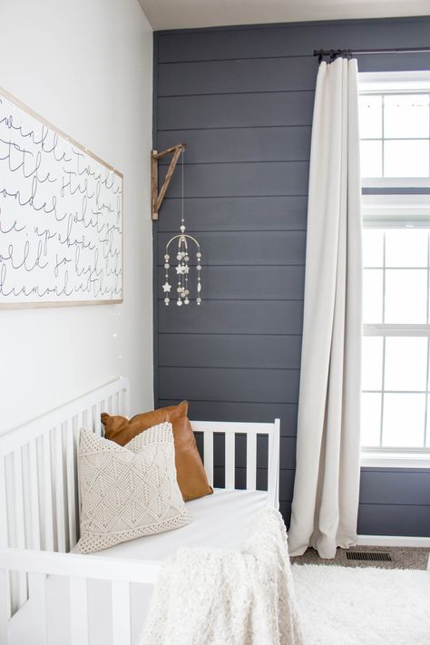 Baby Boy Nursery Shiplap wall Black Toddler, Christmas Toddler, Baby Boy Bedroom, Diy Toddler, Nursery Baby Room, Boy Bedroom, Big Boy Room, Baby's Room, Nursery Inspiration