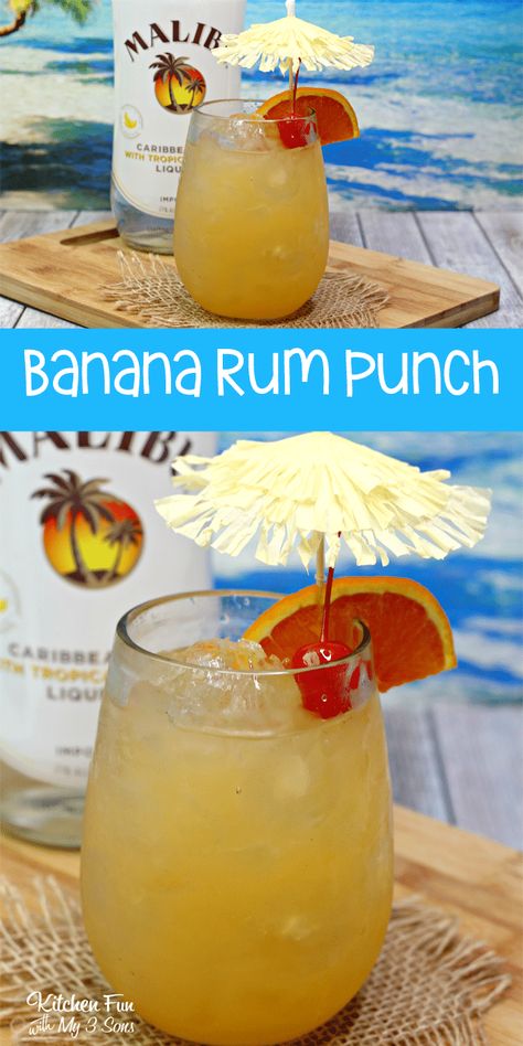 Banana Rum Drinks, Rum Drinks Recipes, Banana Rum, Hey Bartender, Banana Drinks, Friends Drinks, Beach Drinks, Pineapple Rum, Tiki Drinks