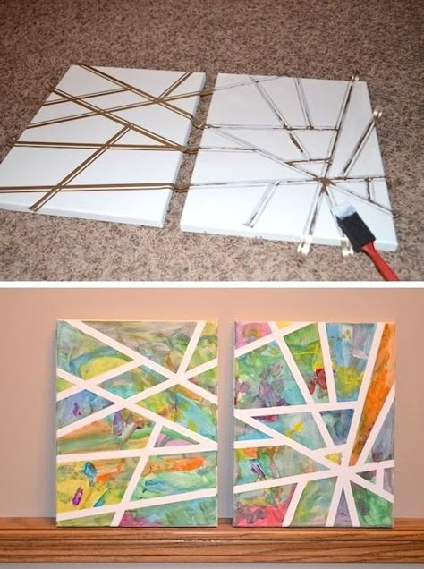 Easy art project for kids using a canvas and tape! A ton of DIY super easy kids crafts and activities for boys and girls! Quick, cheap and fun projects for toddlers all the way to teens! Listotic.com Projects For Toddlers, Art Project For Kids, Easy Kids Crafts, Art Projects For Teens, Art Projects For Adults, Activities For Boys, Easy Art Projects, Easy Arts And Crafts, Project For Kids