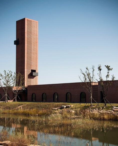 Interval Architects completes Tower of Bricks botanic art centre in China Mosque Design, Brick Art, Genius Loci, Castle Tower, Villa Park, Art Centre, Tower Design, Brick Architecture, Watch Tower