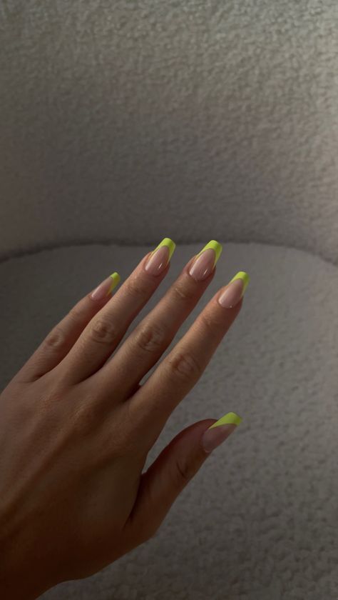 Green Nails French Tip, Green Nails French, Nails Neon Green, Neon Green Nails, Green French, French Tip Nail Designs, French Tip Acrylic Nails, Classic Nails, Art Nails