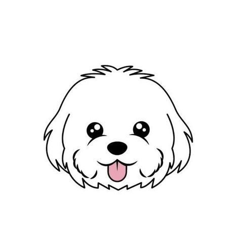 Dog Face Drawing, Dog Drawing Simple, Cute Dog Drawing, Dog Sketch, 강아지 그림, Face Illustration, Maltese Dogs, Kawaii Doodles, Dog Tattoos