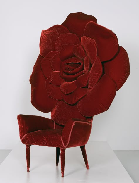 Weird Furniture, Unusual Furniture, Whimsical Furniture, Rose Motif, Unique Chair, Metal Tag, Funky Furniture, Velvet Upholstery, Dream House Decor