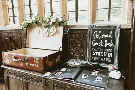 Brympton House, Draped Veil, Vintage Suitcase Wedding, Vintage Lace Wedding Dress, Veil Floral, Grooms Suit, Great Gatsby Theme, Polaroid Guest Book, Country House Wedding Venues