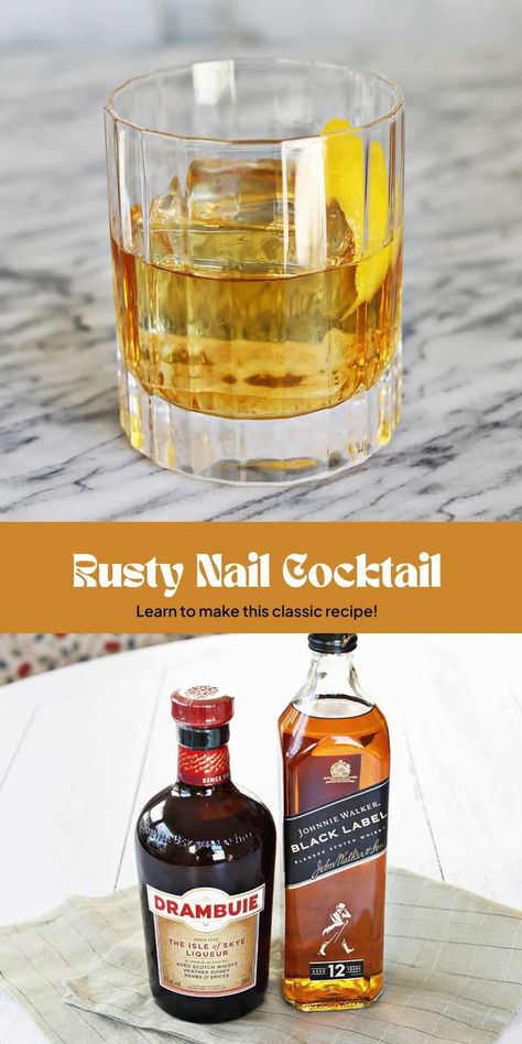 Rusty Nail Cocktail - A Beautiful Mess Rusty Nail Cocktail, Lemon Peel Garnish, Rusty Nail, A Beautiful Mess, Mixed Drinks Recipes, Scotch Whiskey, Johnnie Walker, Lemon Peel, Beautiful Mess