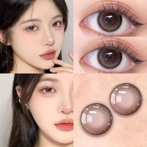 Korean Contact Lenses, Brown Contact Lenses, Eye Lens Colour, Colored Eye Contacts, Cosmetic Contact Lenses, Birthday Cake With Flowers, Eye Makeup Techniques, Lenses Eye, Eye Makeup Steps