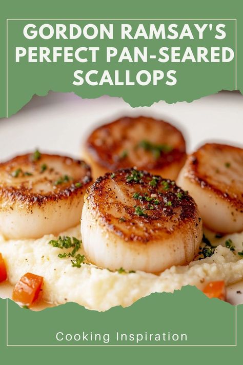 🍽️ Seafood Perfection – Indulge in these delicious pan-seared scallops that are easy to make and packed with flavor! A gourmet dish for any occasion! 🍋 #CookingInspiration Hokkaido Scallop Recipe, Gordon Ramsay Scallops, How To Cook Scallops In Pan, Impressive Dinner For Guests, Gordon Ramsay Home Cooking, Gordon Ramsay Dishes, Gordon Ramsay Recipes, Gordon Ramsey Recipes, Scallops Recipe