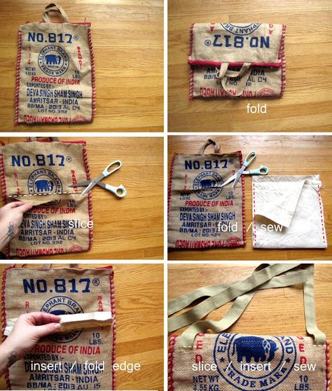 Burlap Upcycle, Diy Burlap Bags, Coffee Bag Crafts, Burlap Coffee Bags, Coffee Bean Bags, Coffee Sacks, Rice Bag, Coffee Bags, Burlap Sacks