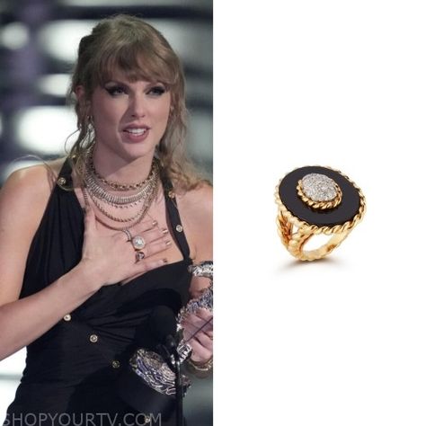 VMAs 2023: Taylor Swift’s Diamond and Onyx Ring Taylor Swift Rings, 2023 Taylor Swift, Where To Buy Clothes, Fashion Tv, Onyx Ring, 15 Dresses, Taylor Swift, Onyx, Swift