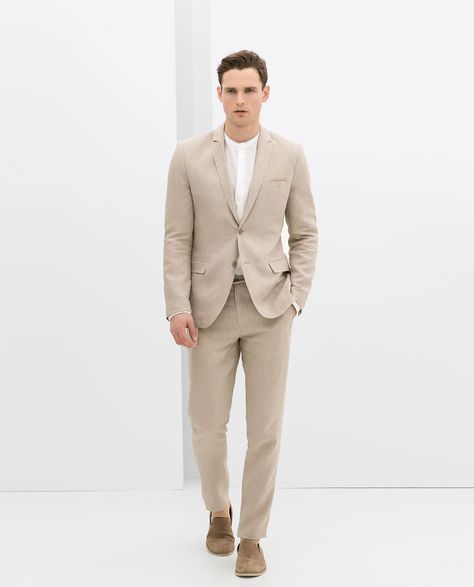 Linen Blazer Men, Mens Linen Suit, Linen Suits For Men, Khaki Suits, Cream Suit, Stylish Mens Suits, Man Outfit, Mens Fashion Work, Smart Casual Men