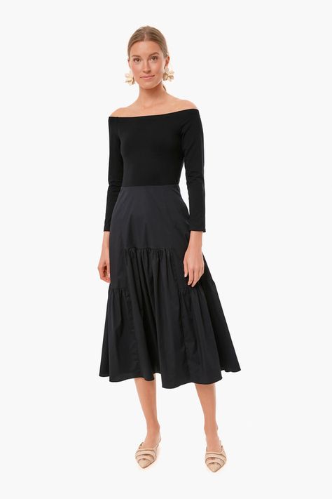 Black Marissa Dress | Tuckernuck Tuckernuck Dress, Kenzo Dress, Twiggy Dress, Classic Dress, Tier Skirt, Dresses Xs, Fit And Flare, Side Zipper, Off The Shoulder