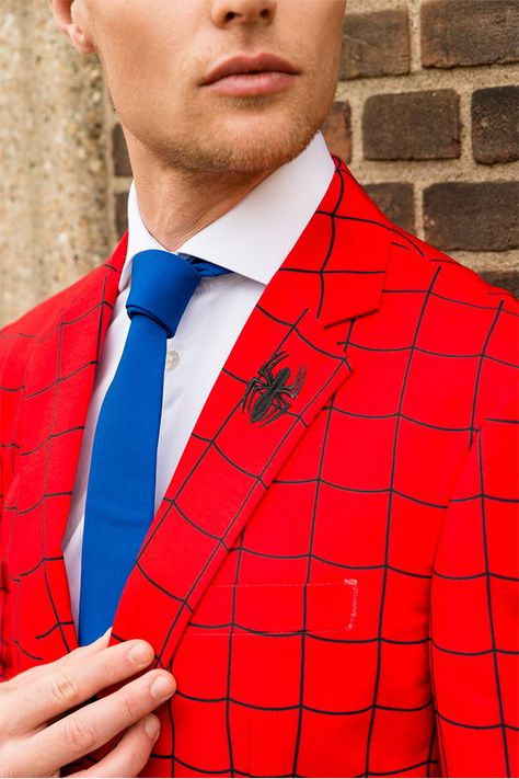 Spider-Man costume with the official suit from OppoSuits. With great power comes a great super-hero suit! Dress up like Spider-Man and let your spidey sense of party tingle. #SpiderMan #Halloween #OppoSuits Spider-man Dress, Super Hero Outfits Men, Ball Suits, Spiderman Wedding, Spiderman Halloween, Spiderman Suit, Spidey Sense, Ball Clothes, Marvel Wedding