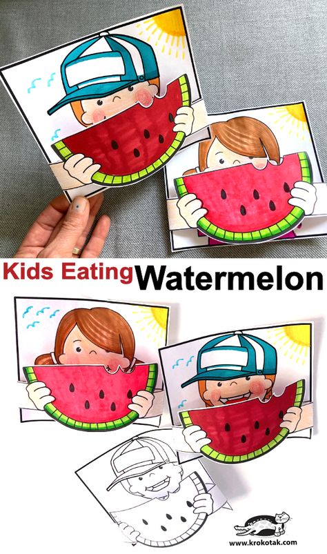 Educational and craft activities for kids and parents Watermelon Craft, Watermelon Activities, Summer Activities For Toddlers, Watermelon Crafts, Eating Watermelon, Watermelon Art, Halal Food, Kids Projects, Summer Watermelon