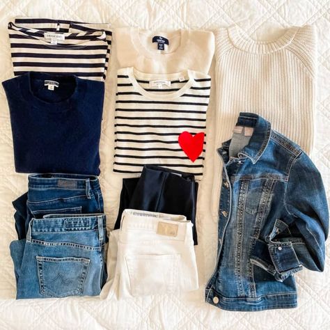 une femme d'un certain age | How to get more variety from a capsule wardrobe 3 Month Challenge, Navy Wardrobe, Navy Capsule Wardrobe, 10 Piece Wardrobe, Fall Packing List, Capsule Wardrobe Planner, Outfit Basics, Create Capsule Wardrobe, Fall Packing