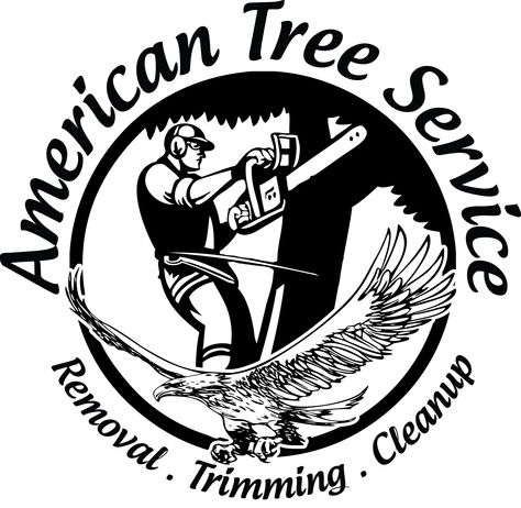 American Tree Service logo. Tree Service Logo Ideas, Arborist Logo, Tree Service Logo, Arborist Climbing Trees, Outdoors Logo Design, Lumberjack Tools, Three Logo, Tree Logo Design, Outdoor Logos