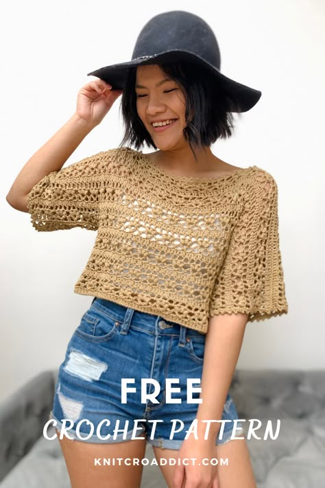 Gilet Crochet, Mode Crochet, Crochet Ladies Tops, Crochet Tops Free Patterns, Crochet Summer Tops, Crochet Clothes Patterns, Crochet Shirt, Crochet Cardigan Pattern, Crochet Woman