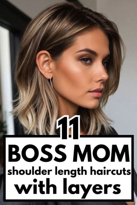 These 11 shoulder length hair cuts with layers are versatile, stylish, and super easy to maintain! perfect for busy moms who just want to look good without the effort! Fall Haircut Shoulder Length, Haircut Lots Of Layers Mid Length, Medium Length Haircut For Damaged Hair, Trendy Medium Long Length Haircuts, Secret Layers Haircut, Long Layers For Shoulder Length Hair, Hair Color Ideas For Shoulder Length, Shoulder Length Haircut 2024, Trendy Shag Haircut