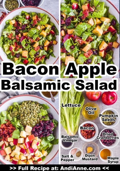 Fancy Winter Salad, Romaine Apple Salad Recipes, Lettuce Based Salads, Apple Lettuce Salad, Balsamic Salad Recipes, Honeycrisp Apple Salad, Romaine Lettuce Salad Recipes, Salad With Romaine Lettuce, Romaine Lettuce Recipe