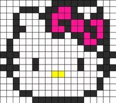 Hello Kitty Pattern, Perler Bead Designs, Perler Beads Ideas, Hello Kitty Face, Kitty Pattern, Hello Kitty Crochet, Easy Perler Bead Patterns, Melty Bead Patterns, Pearl Beads Pattern