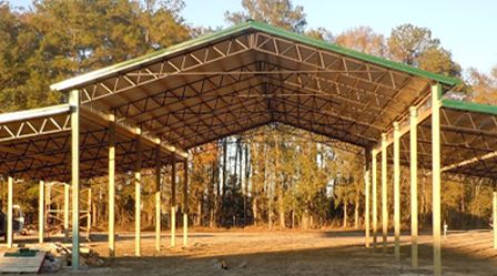 Open Barn with no Gable End Pole Barn Trusses, Farm Pavilion, Pole Barn Cost, Diy Pole Barn, Pole Barn Kits, Pole Barn Construction, Pole Barn Designs, Pole Barn Plans, Roof Truss Design