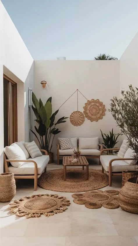 Small Backyard Apartment Ideas, Ideas For Small Backyard Spaces, Small Cozy Backyard Ideas, Outdoor Small Patio Ideas, Cozy Backyard Seating, Small Back Patio Ideas, Small Backyard Decor, Patio Seating Ideas, Boho Patio Decor